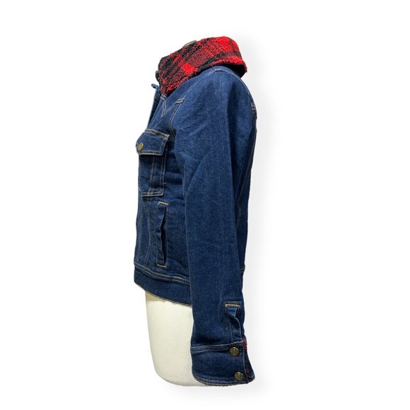 Faherty Women's Size XS Andie Denim Trucker Red Buffalo Sherpa Collar Cuffs NWT - Picture 9 of 12